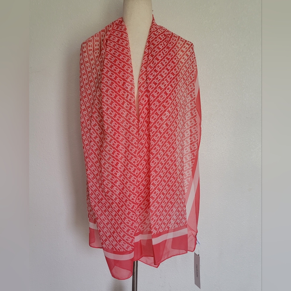 Calvin Klein Red and White Scarf Chic Accessories